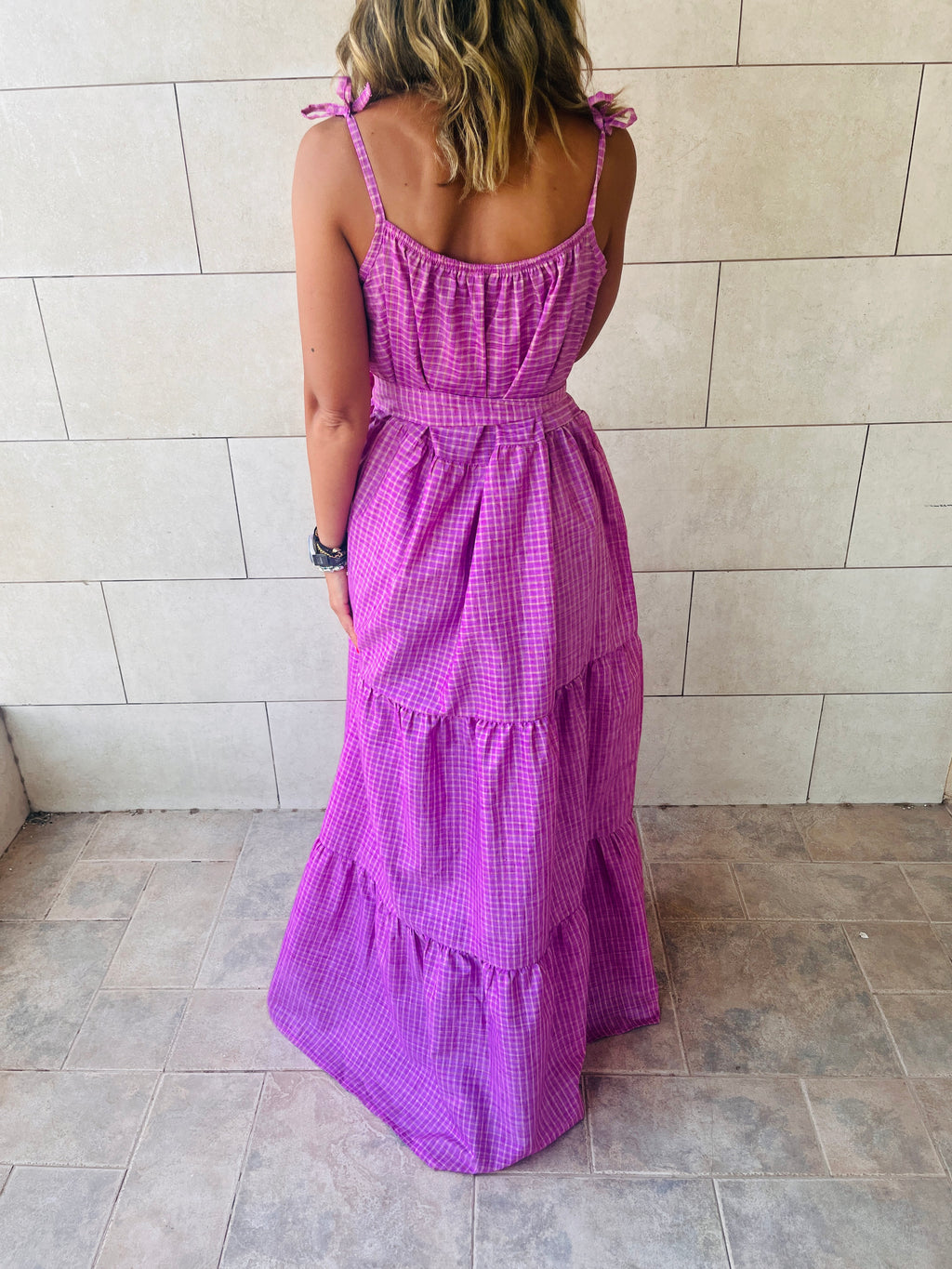 Lilac Picnic Table Tiered Dress