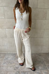 Beige Hollow Out Pants