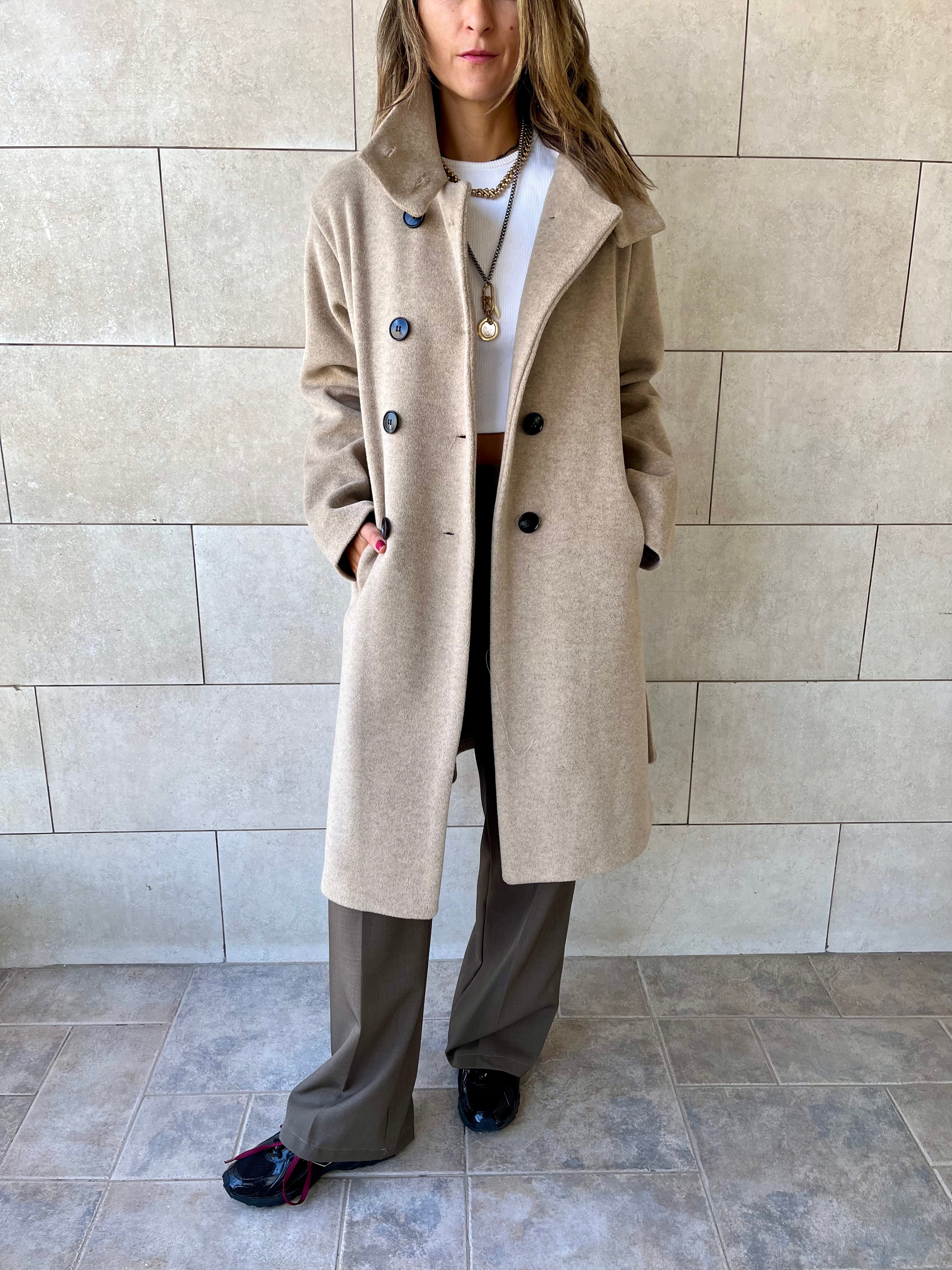Beige Belted Coat