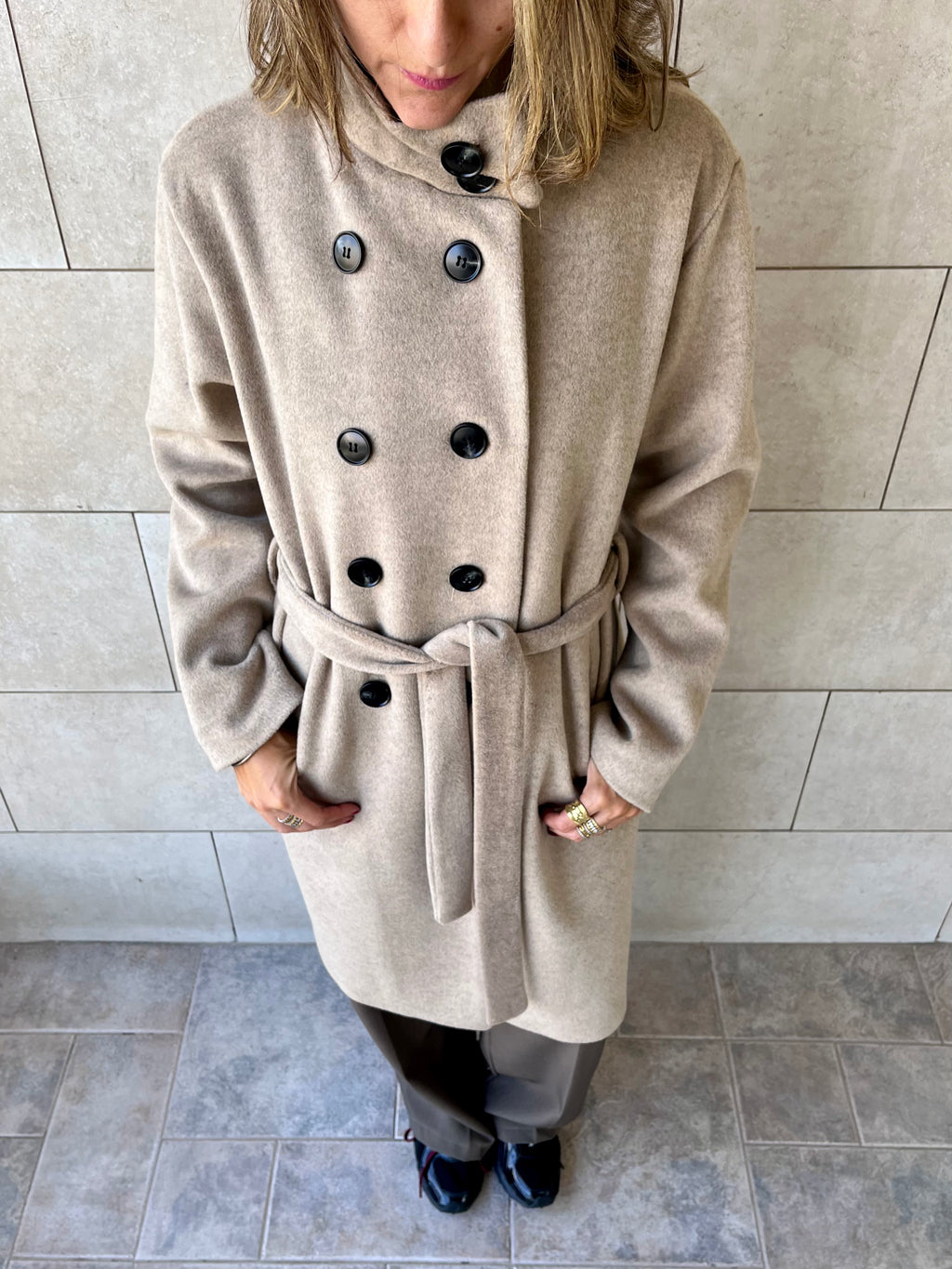 Beige Belted Coat