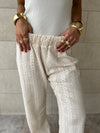 Beige Hollow Out Pants