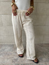 Beige Hollow Out Pants