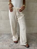 Beige Hollow Out Pants