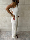 Beige Hollow Out Pants