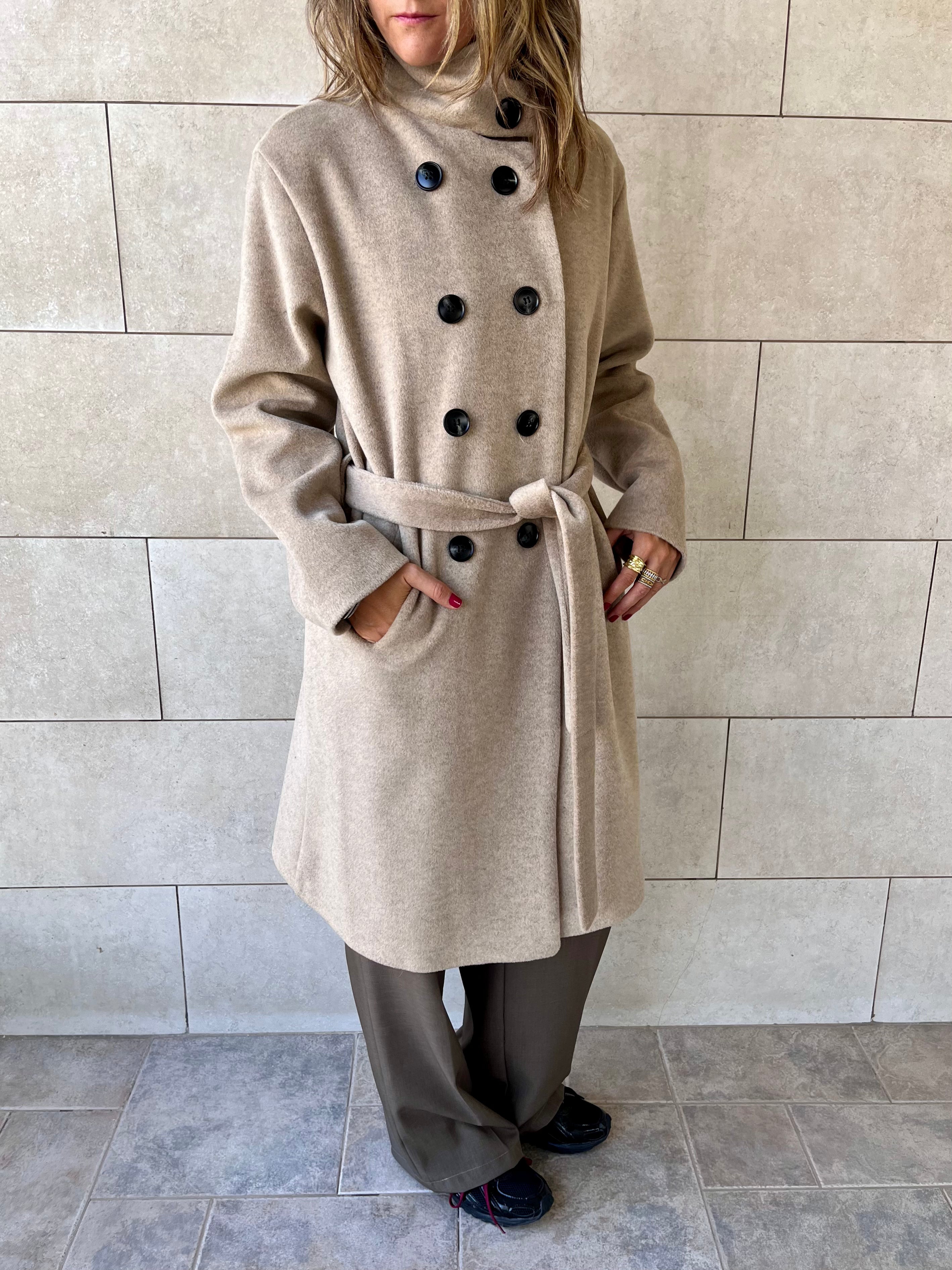 Beige Belted Coat