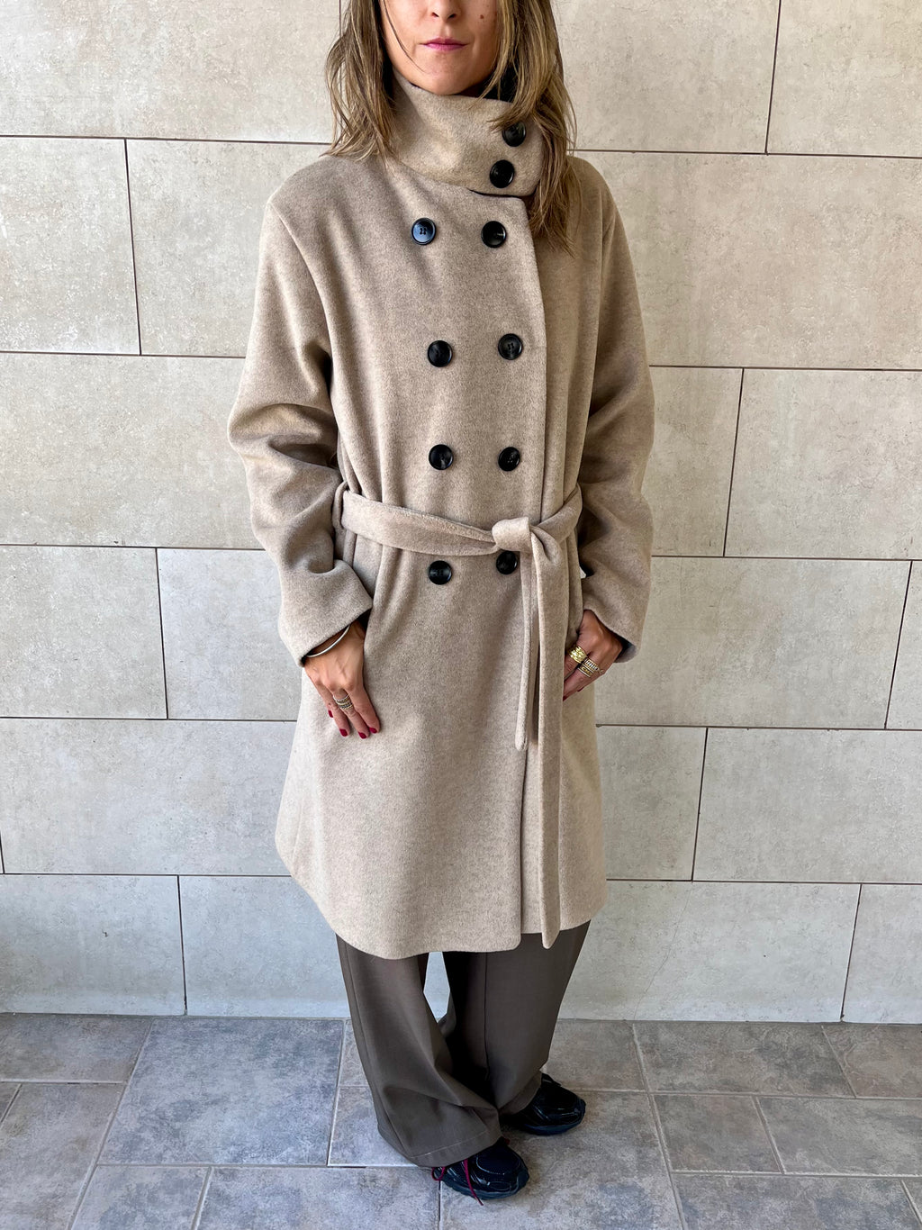 Beige Belted Coat