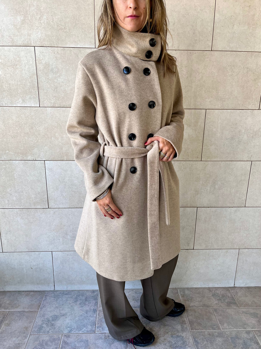 Beige Belted Coat