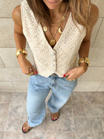 Beige Hollow Out Vest