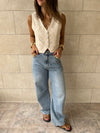 Beige Hollow Out Vest