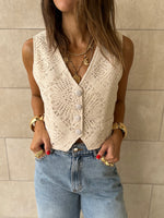 Beige Hollow Out Vest