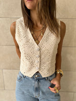 Beige Hollow Out Vest