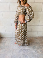 Brown Geometric Cut Out Dress