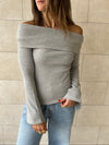 Grey Ribbed Off Shoulder Top
