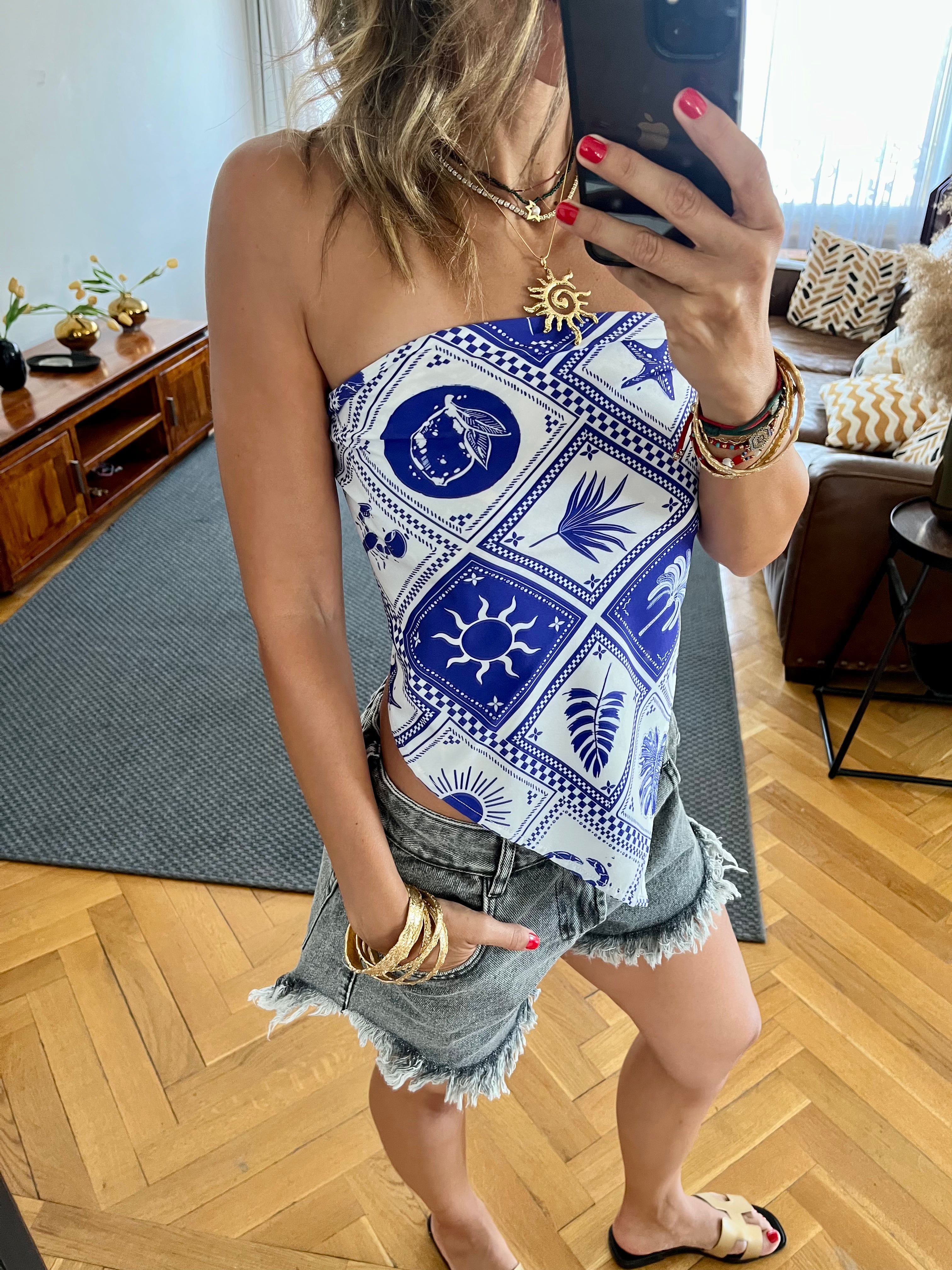 Blues Printed Bandeau