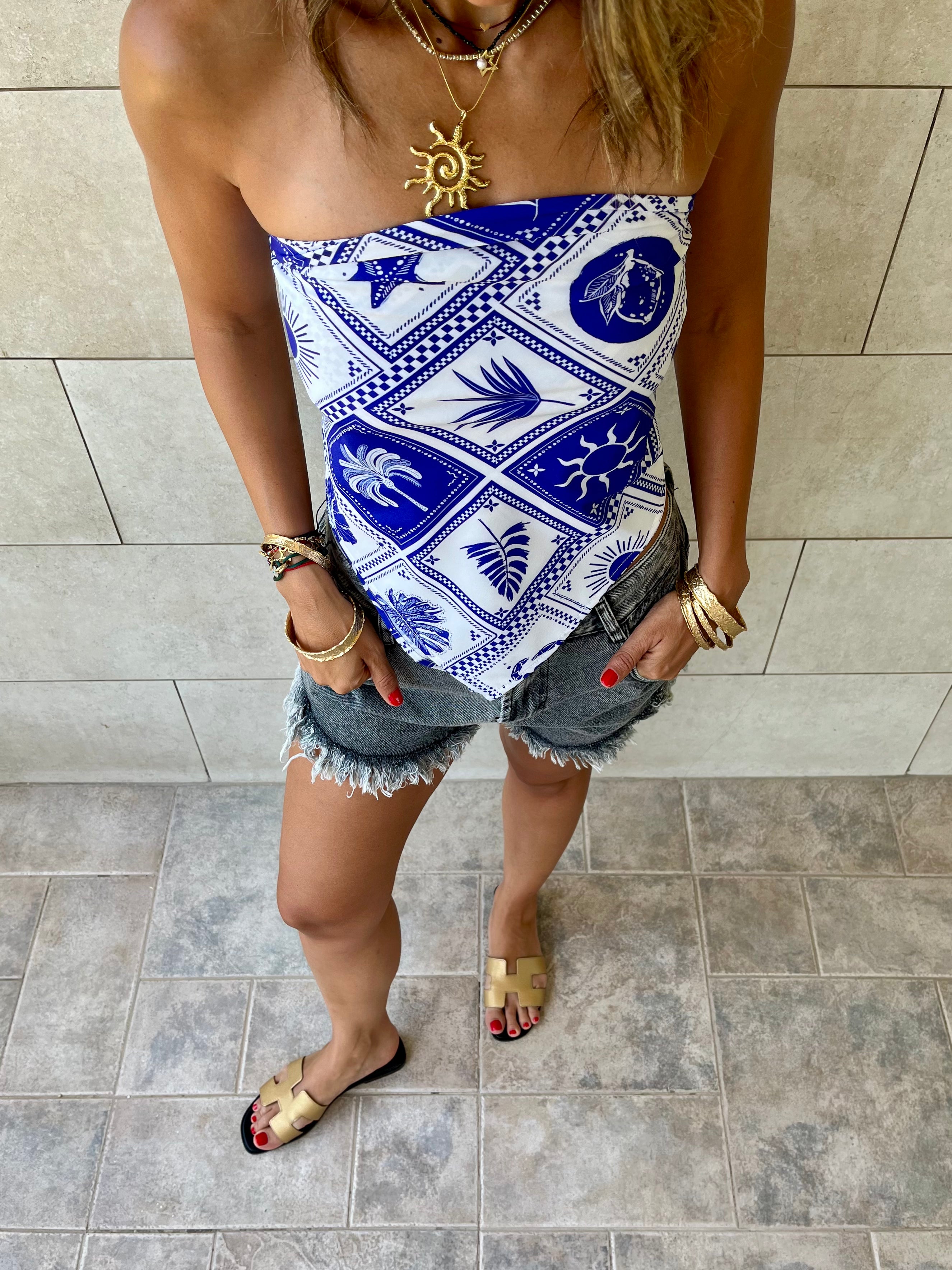 Blues Printed Bandeau