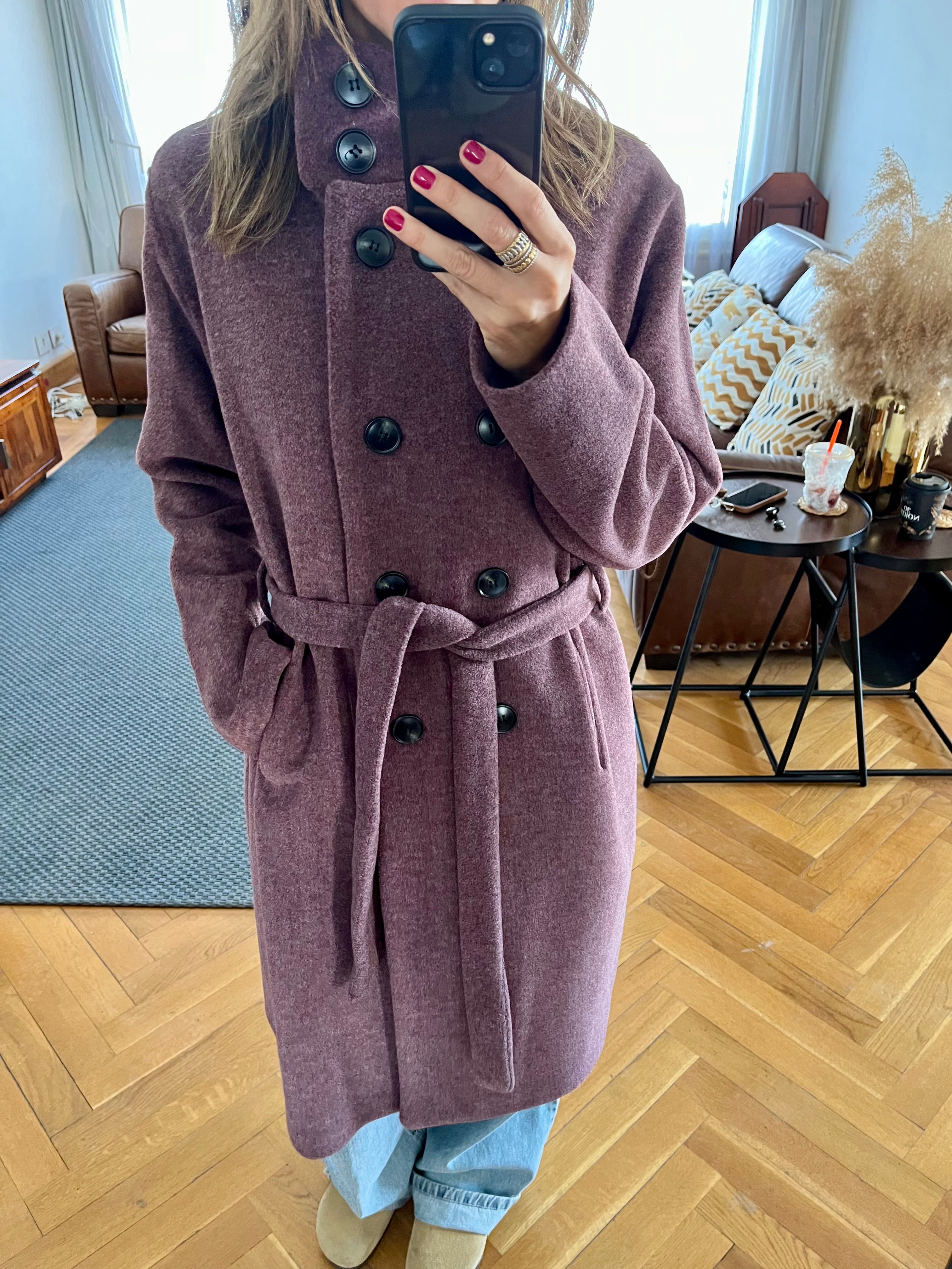 Plum Belted Coat