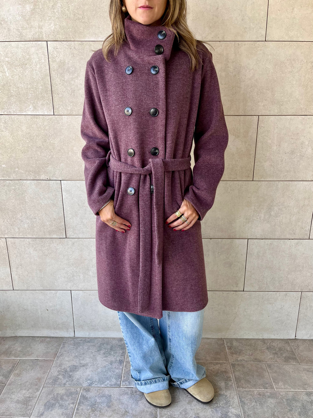 Plum Belted Coat