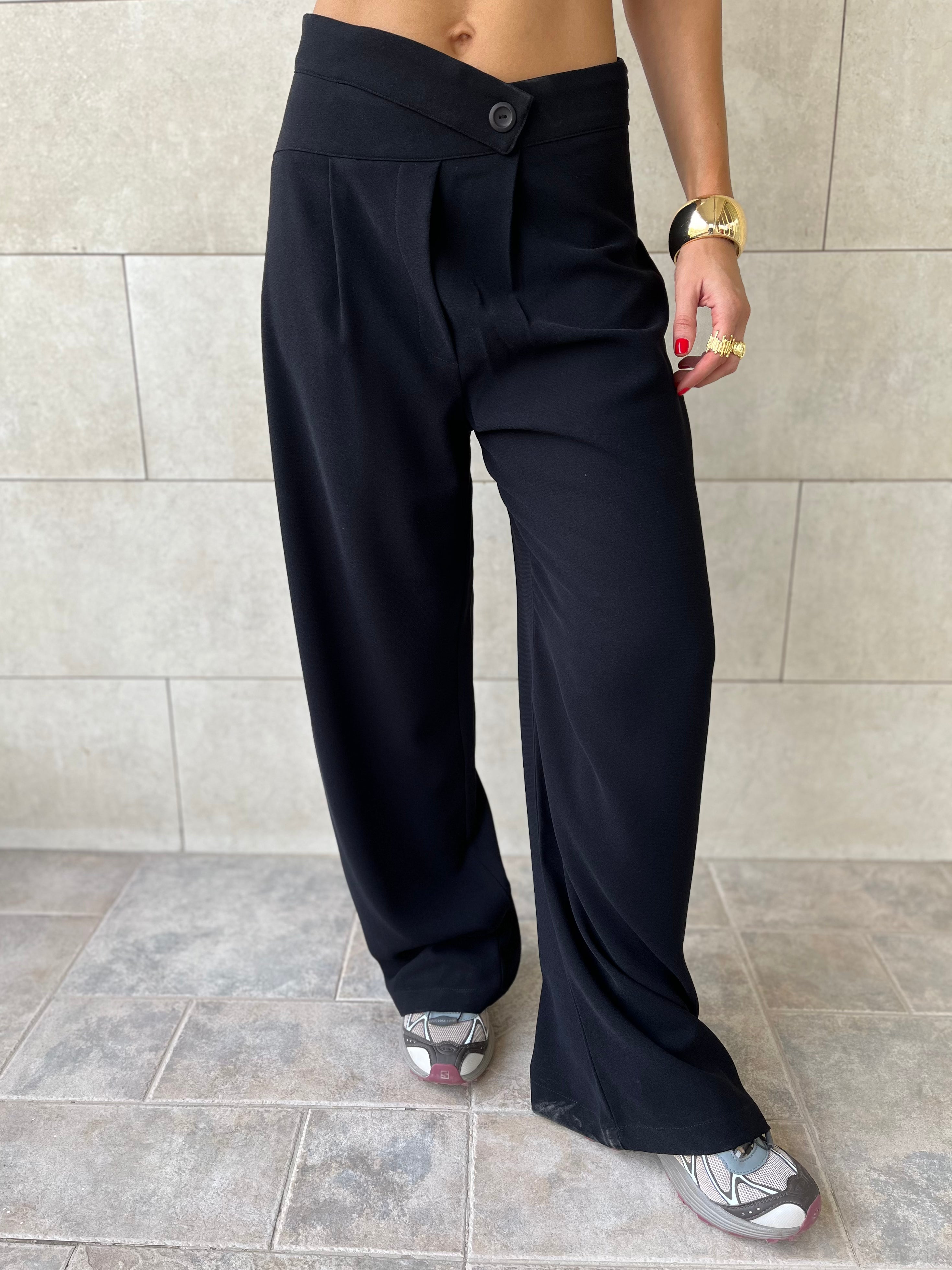 Black Criss cross Soft Suit Pants