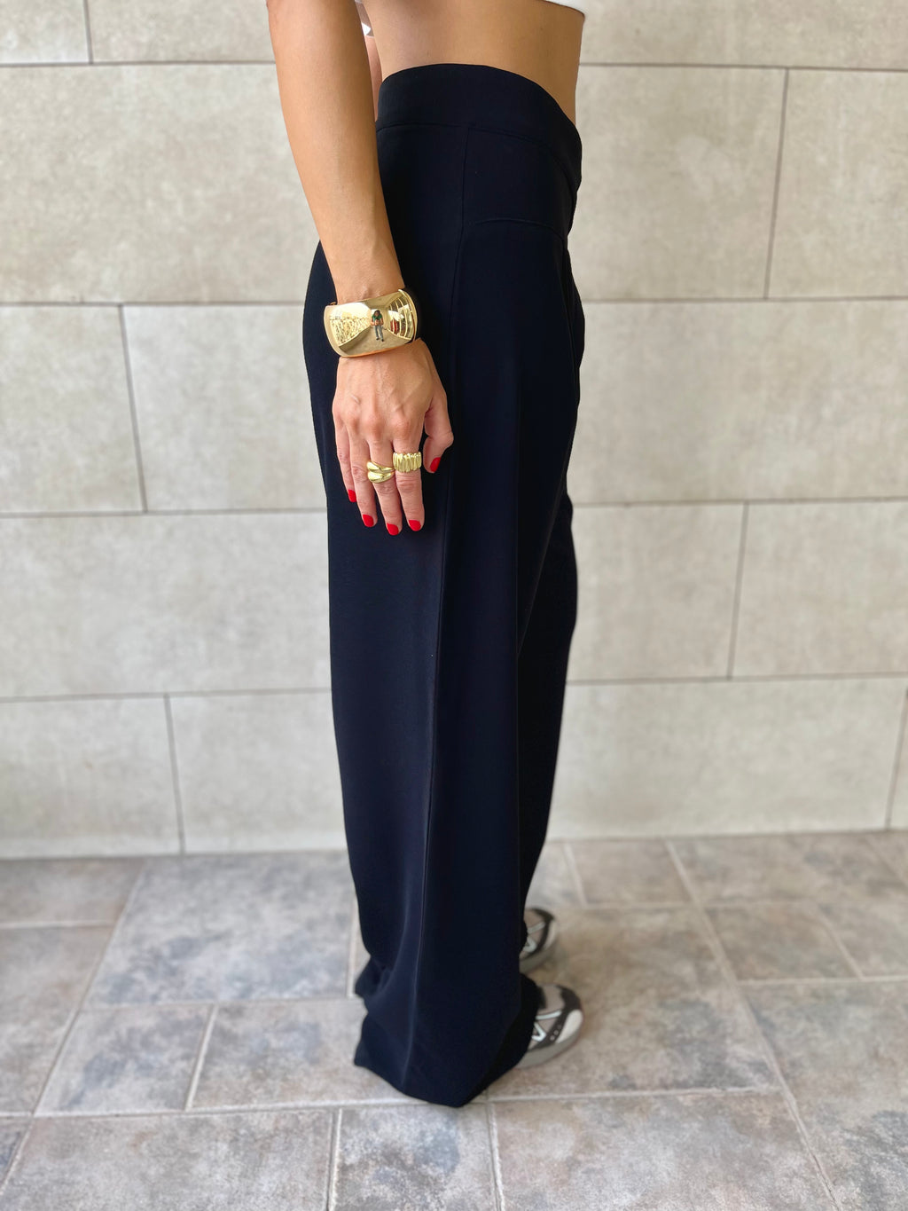 Black Criss cross Soft Suit Pants