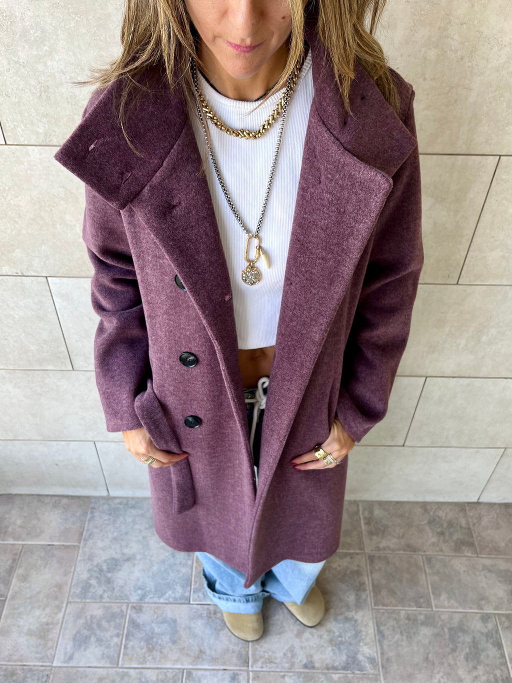 Plum Belted Coat