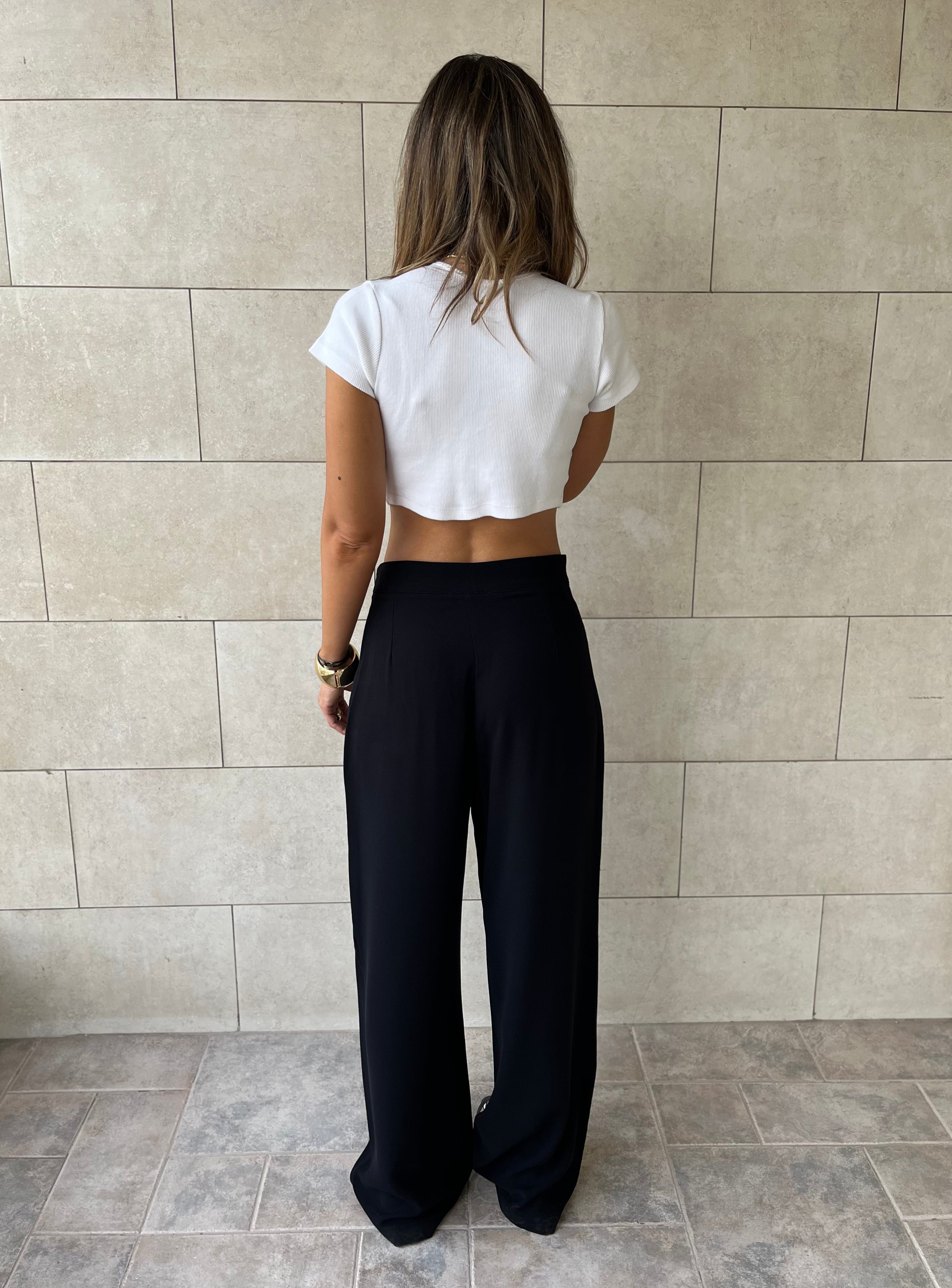 Black Criss cross Soft Suit Pants