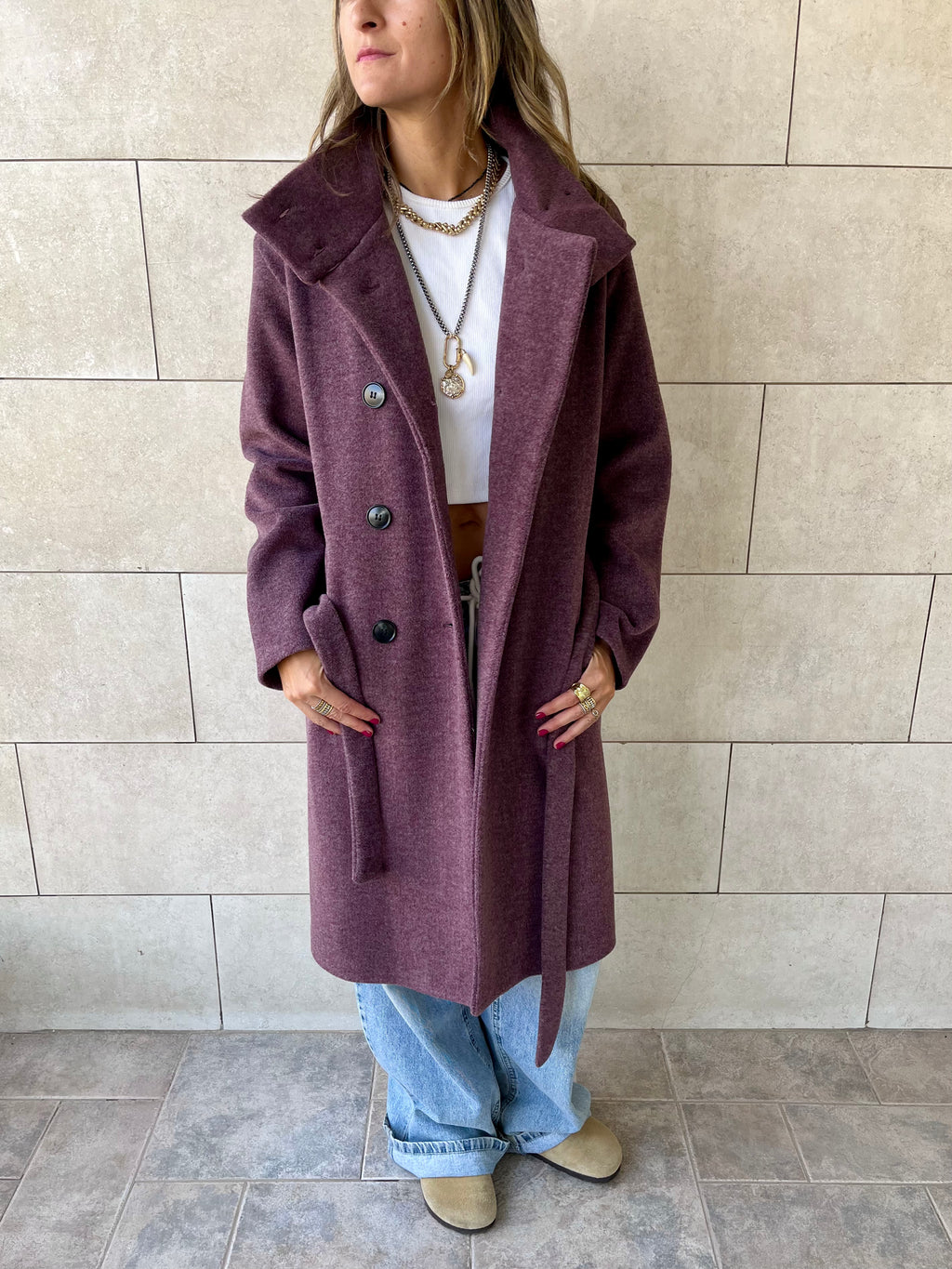 Plum Belted Coat