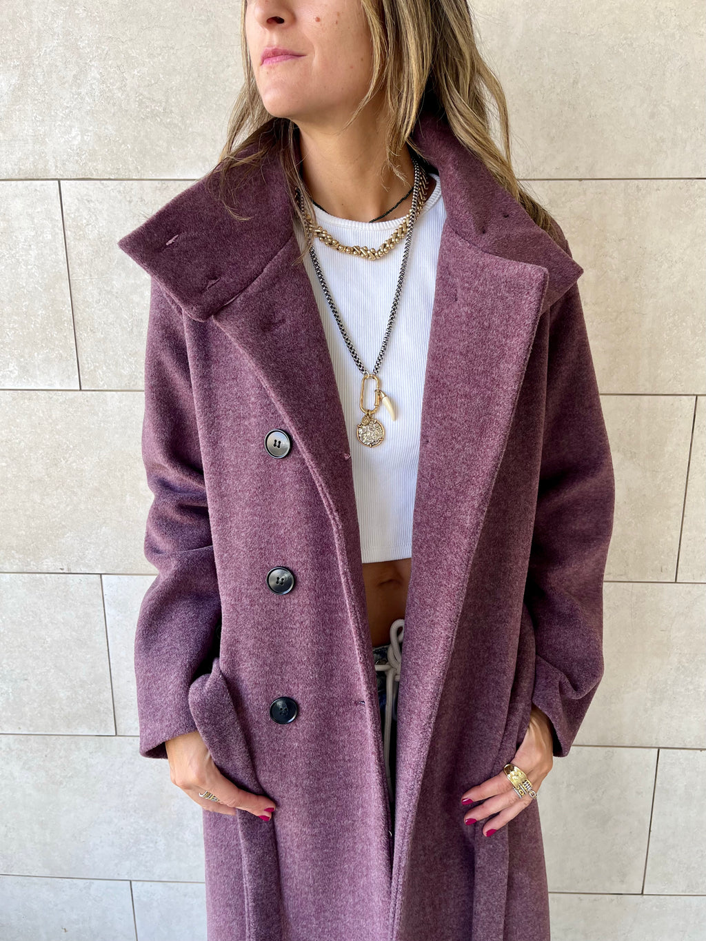 Plum Belted Coat