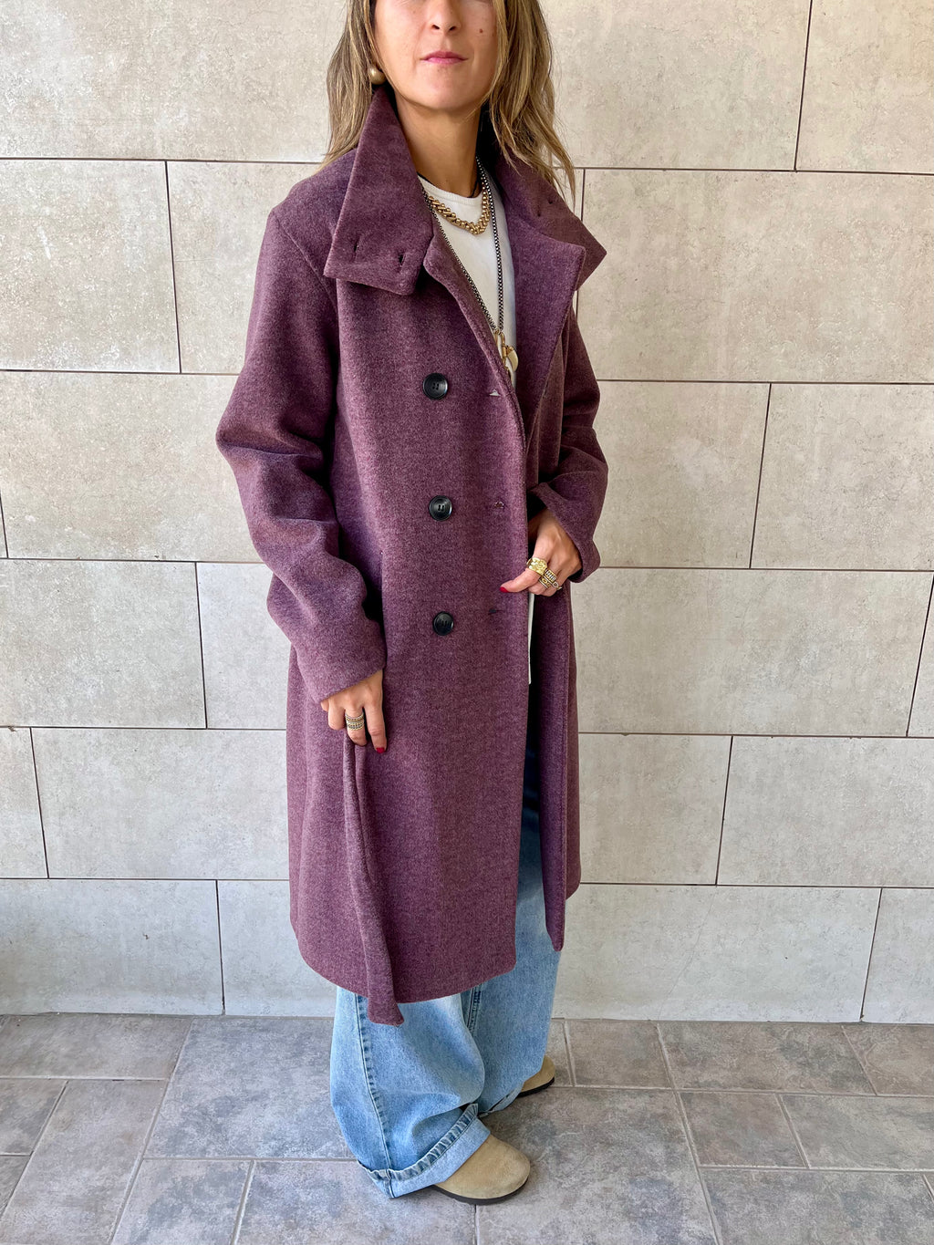 Plum Belted Coat