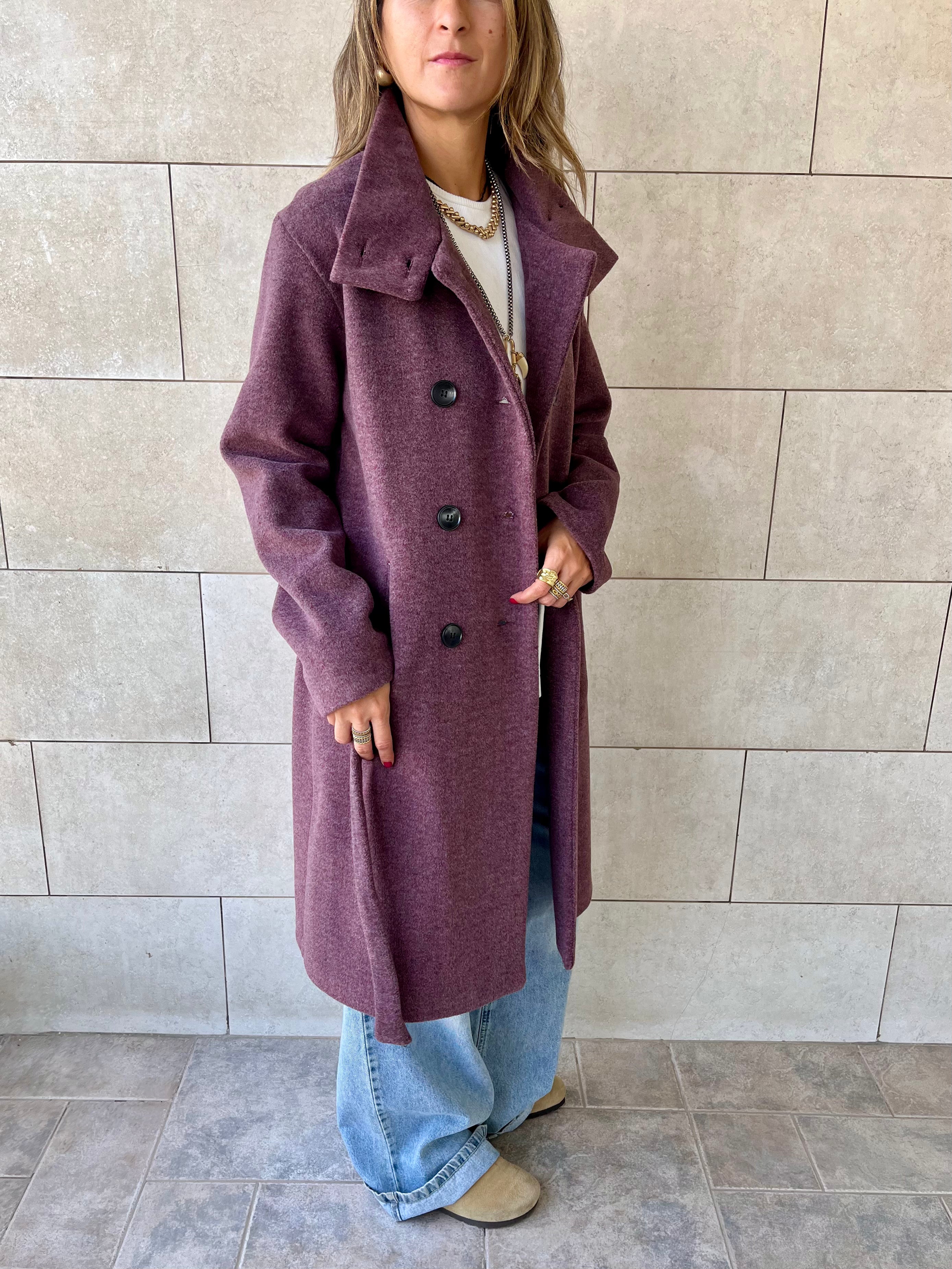 Plum Belted Coat