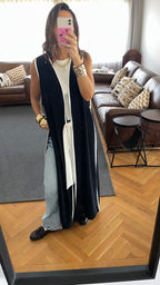 Black Longline Tie Vest