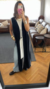 Black Longline Tie Vest