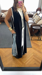 Black Longline Tie Vest