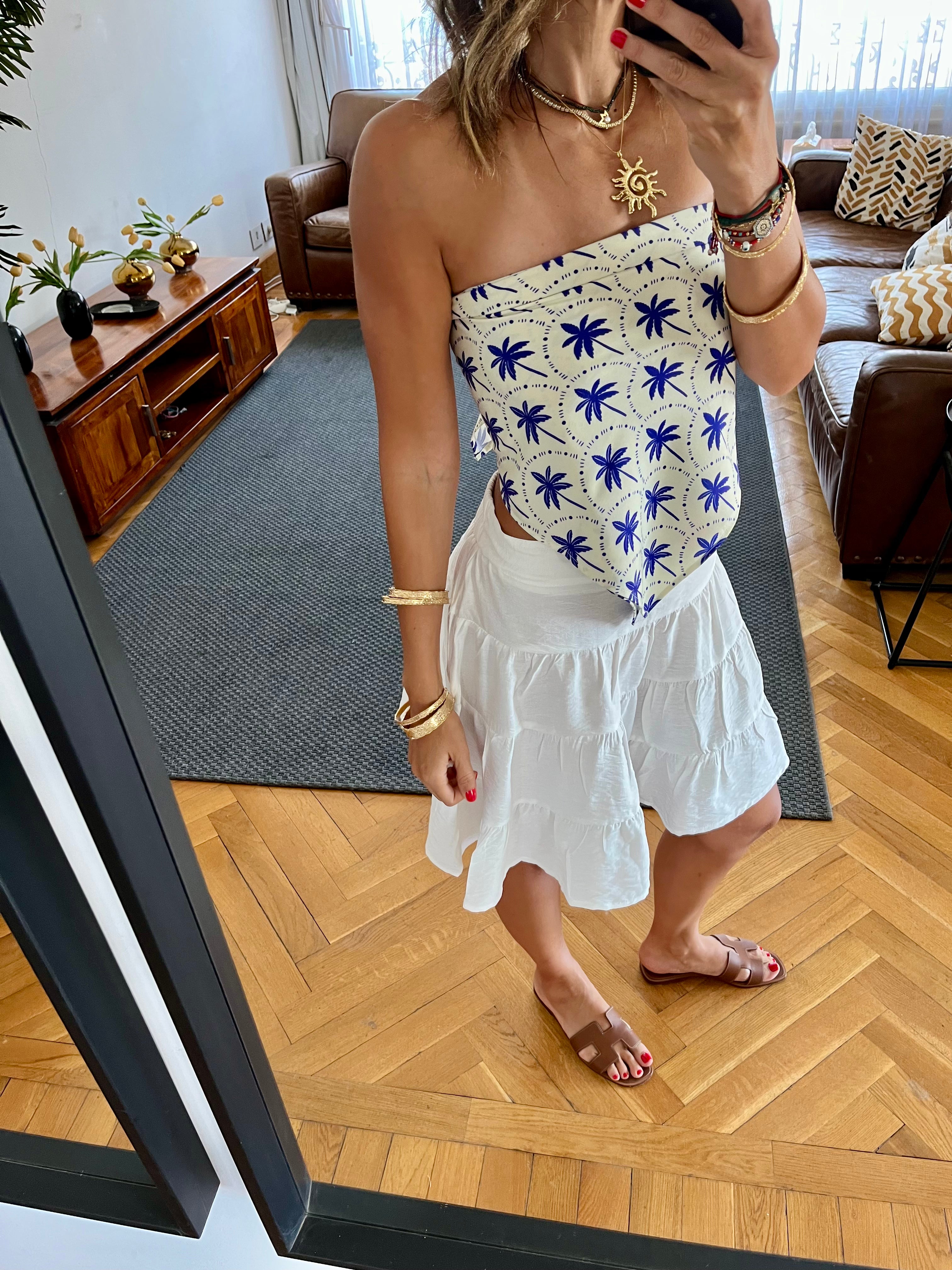 Blue Palms Printed Bandeau