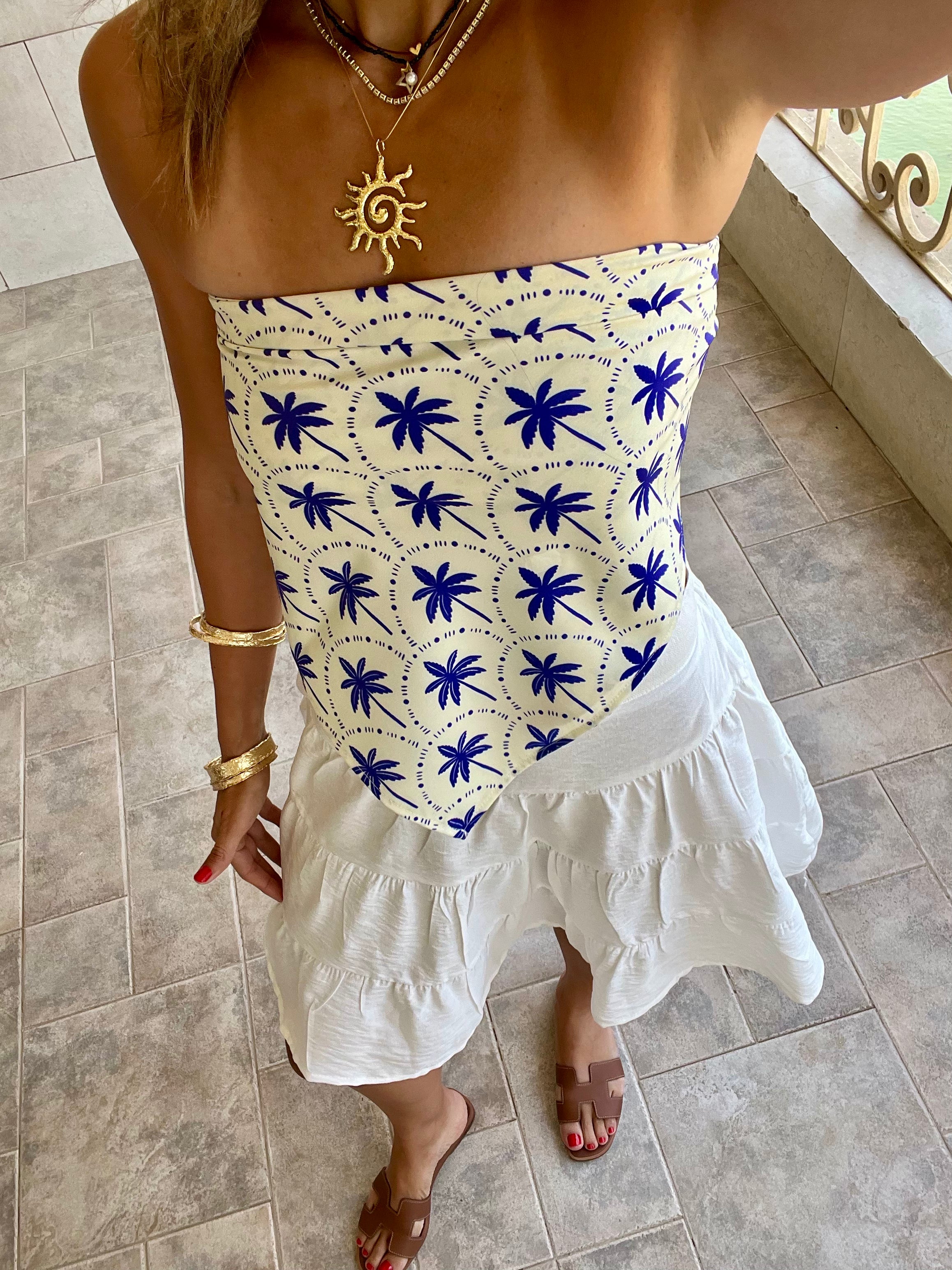 Blue Palms Printed Bandeau