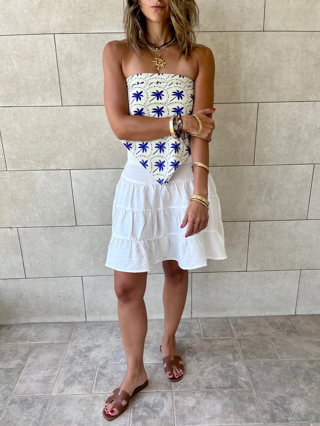 Blue Palms Printed Bandeau