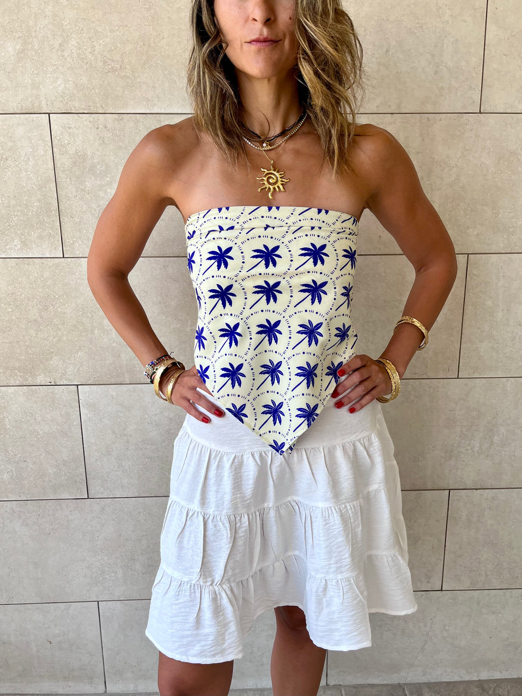 Blue Palms Printed Bandeau