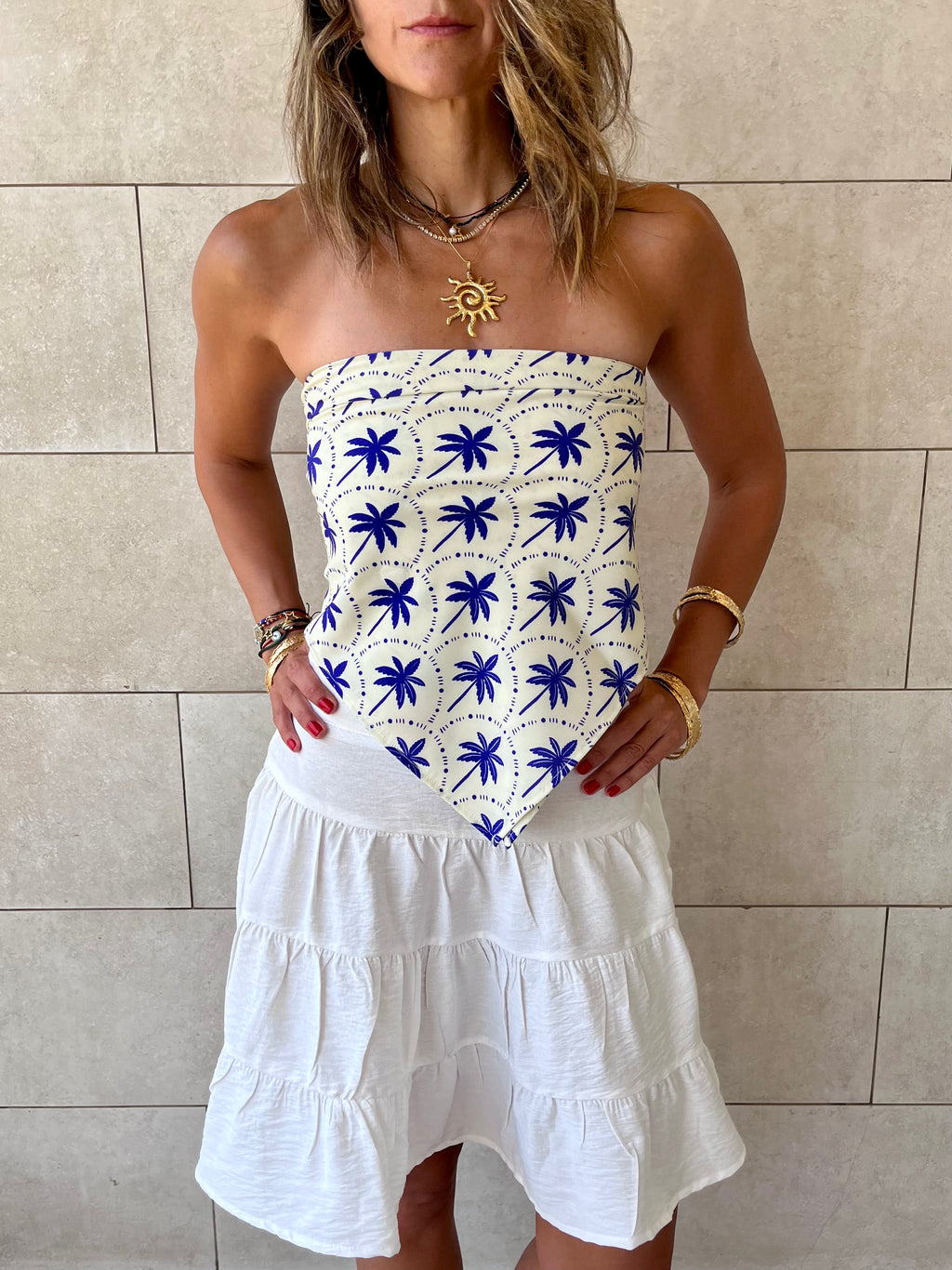 Blue Palms Printed Bandeau