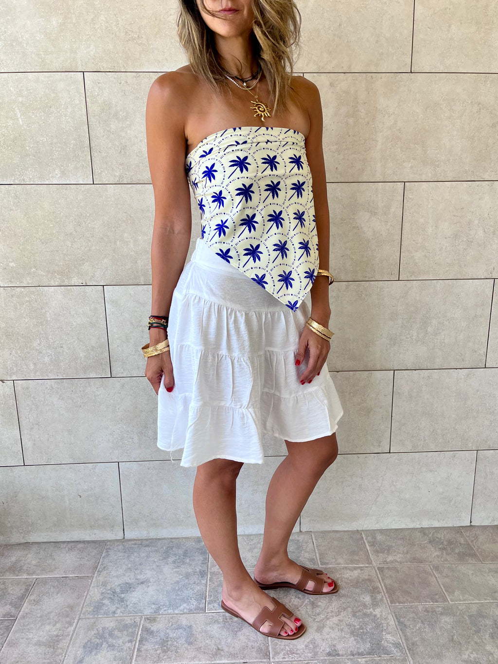 Blue Palms Printed Bandeau