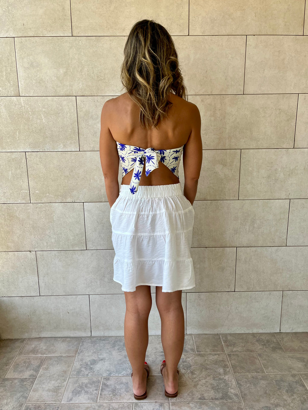 Blue Palms Printed Bandeau