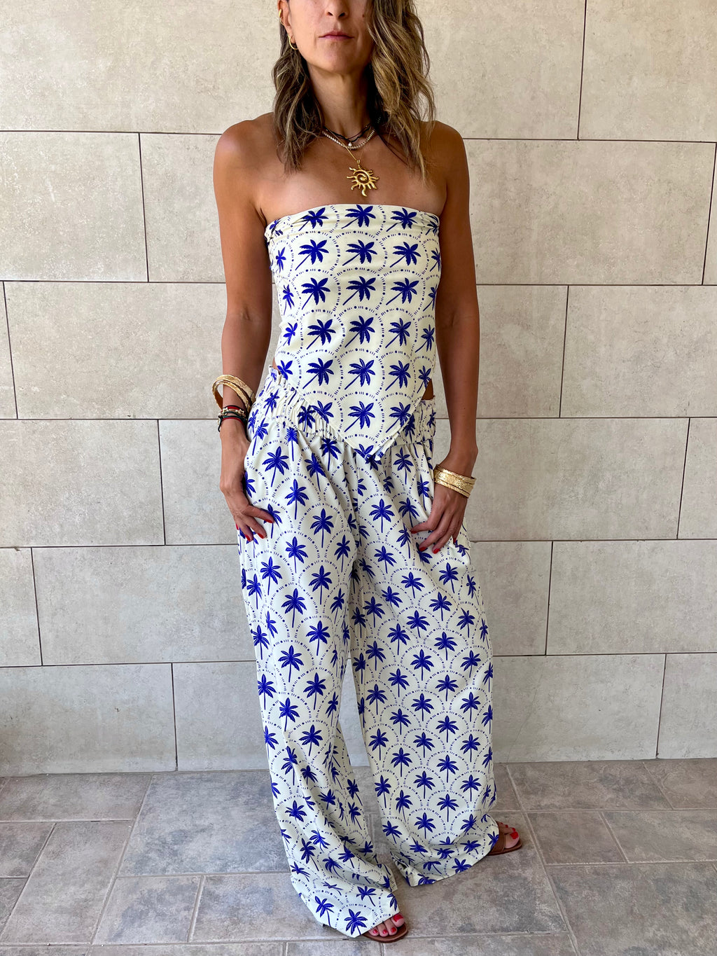 Blue Palms Printed Pants