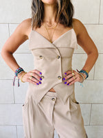 Beige She’s Tailored Vest Set