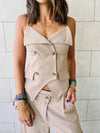 Beige She’s Tailored Vest Set