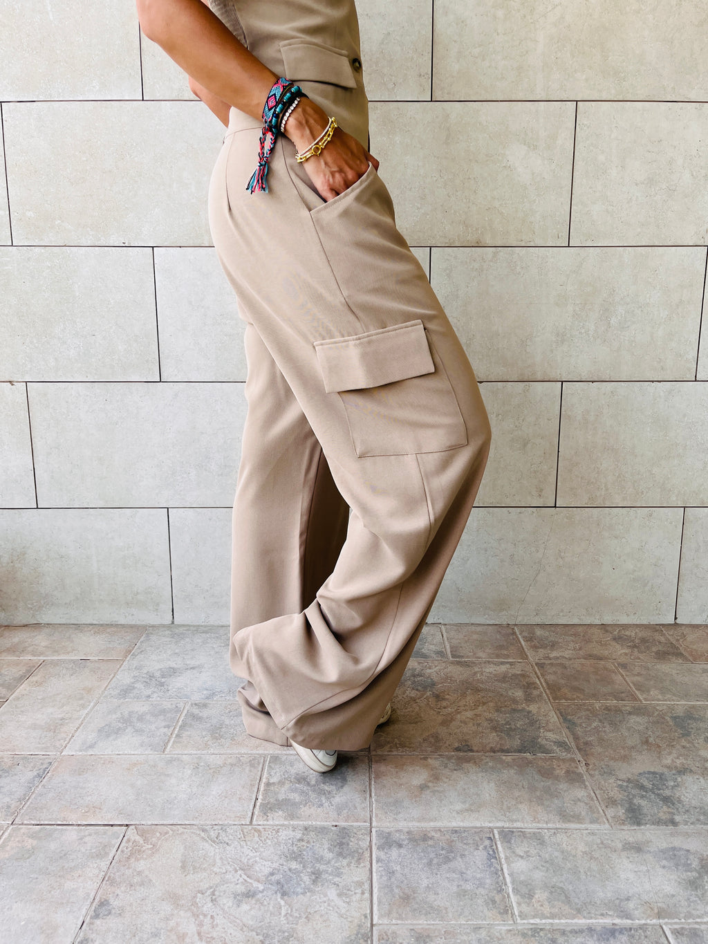 Beige She’s Tailored Vest Set