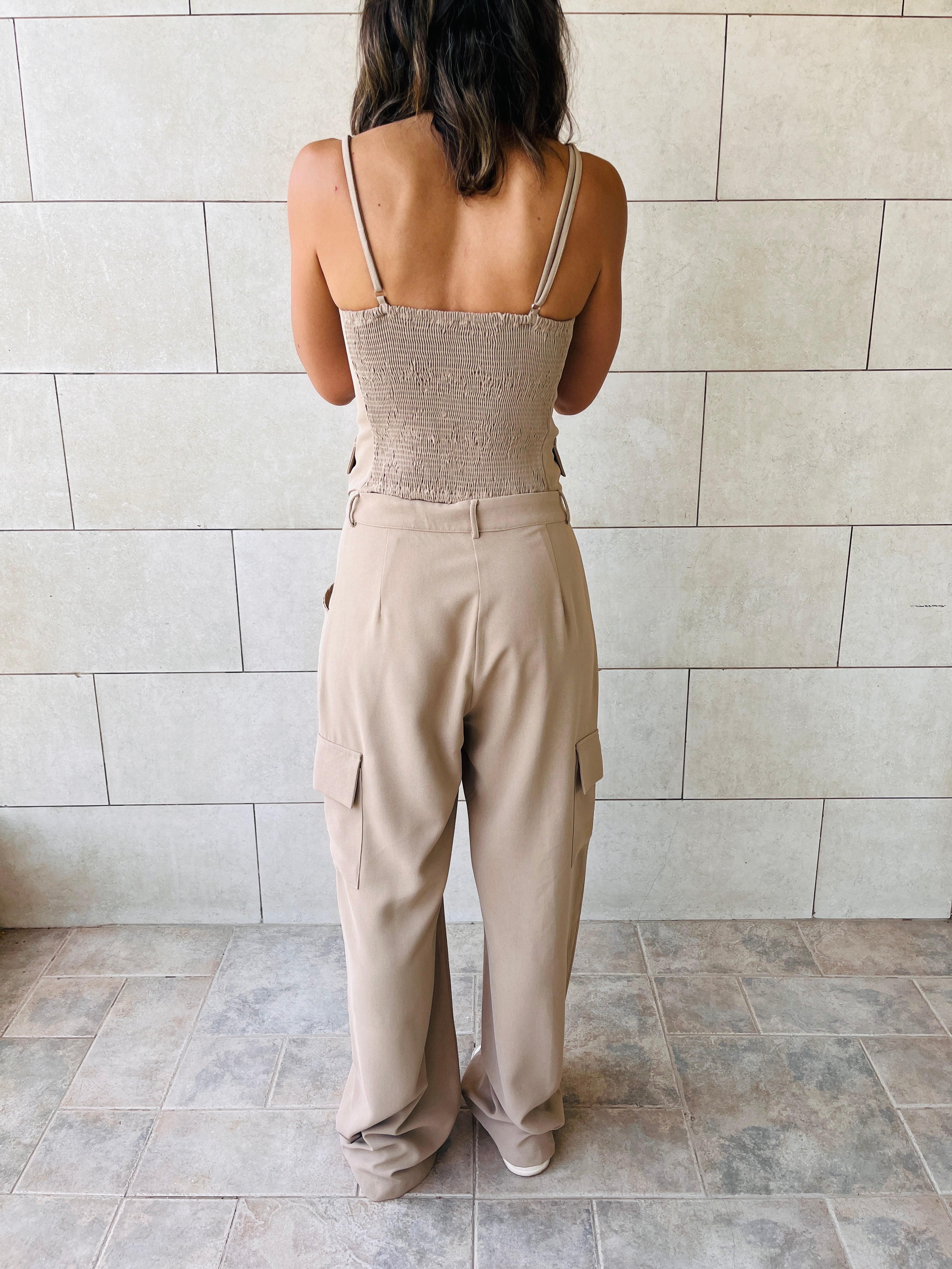 Beige She’s Tailored Vest Set