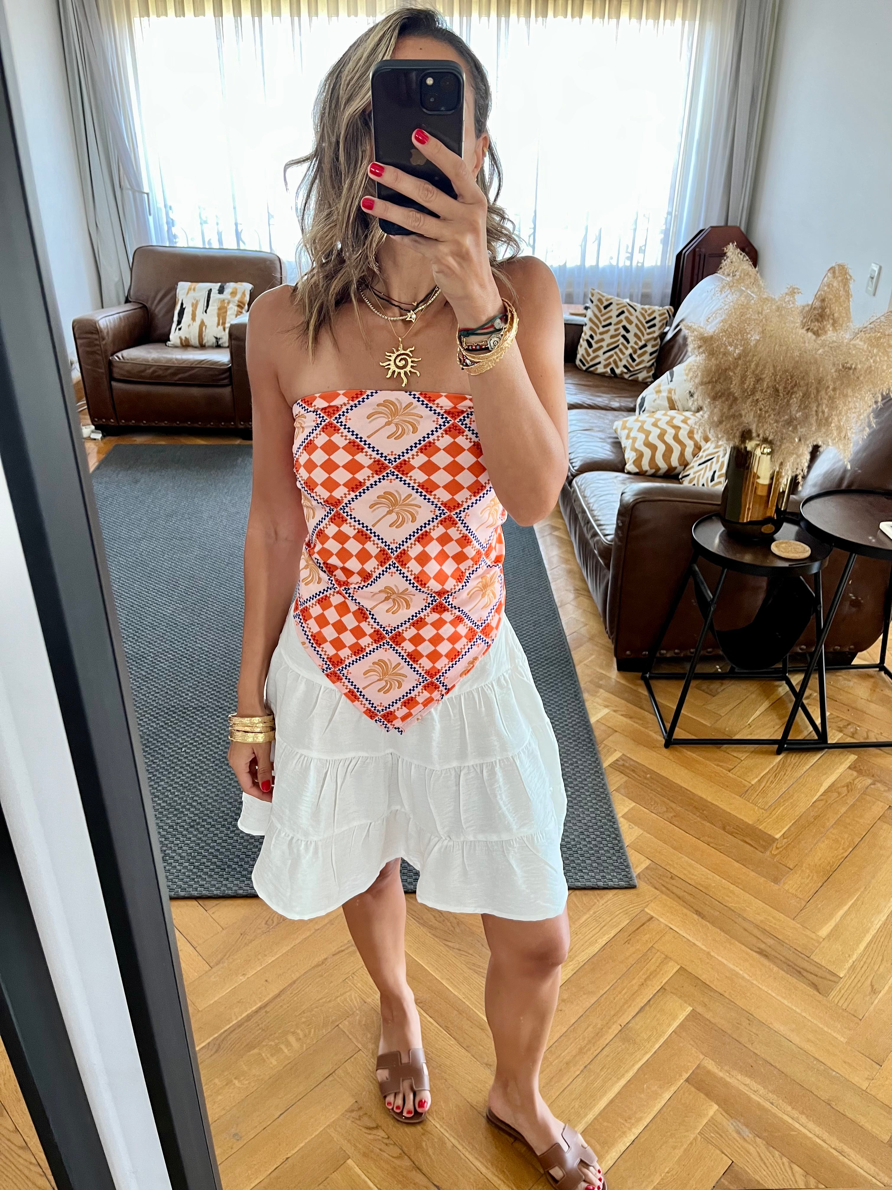 Checkered Palms Printed Bandeau