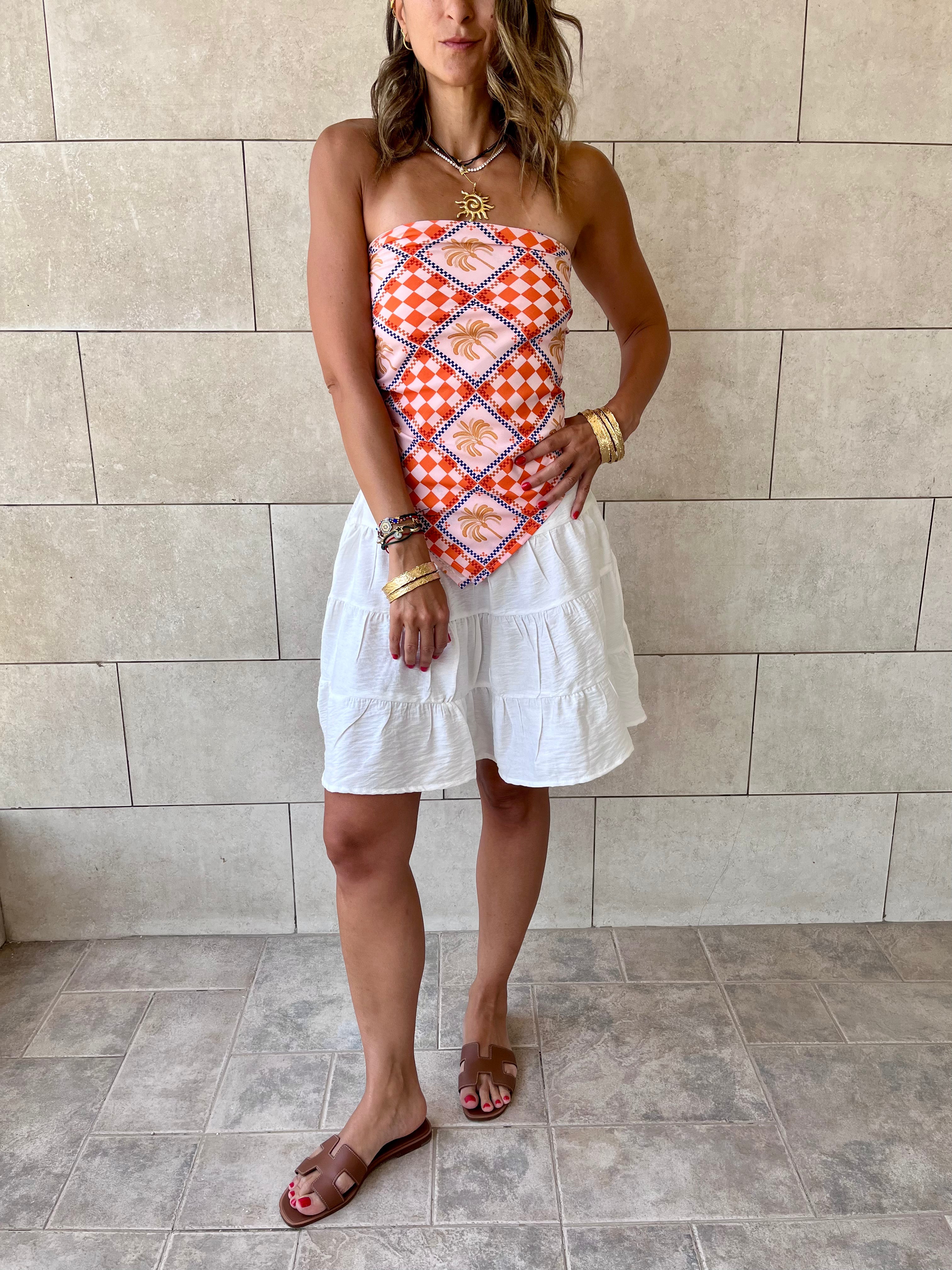 Checkered Palms Printed Bandeau