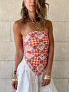 Checkered Palms Printed Bandeau