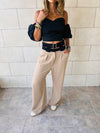 Beige High Low Waisted Pants