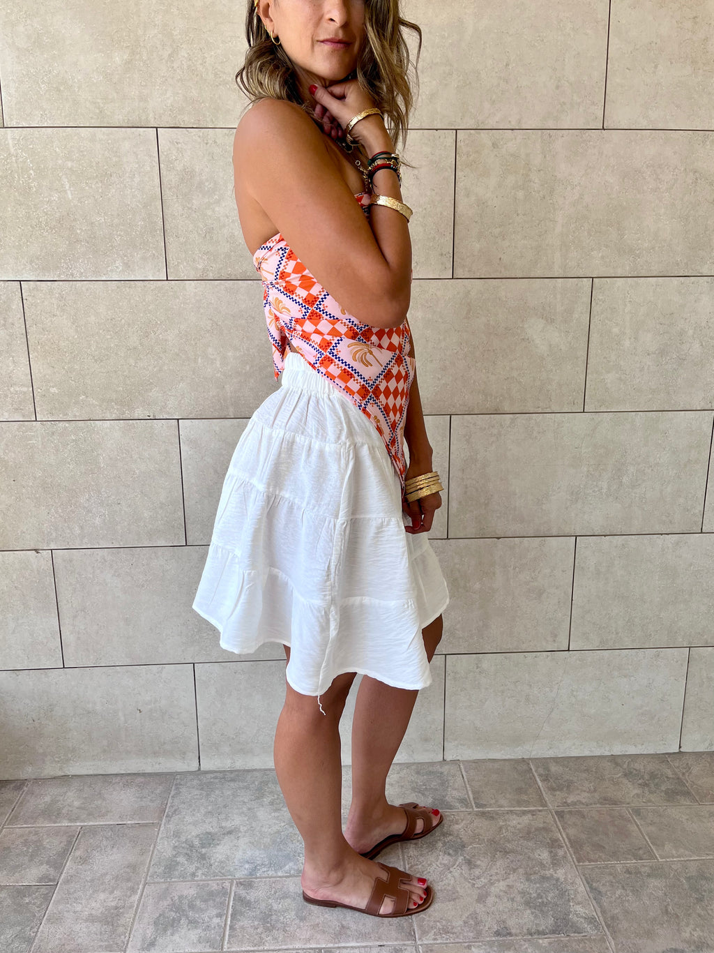 Checkered Palms Printed Bandeau