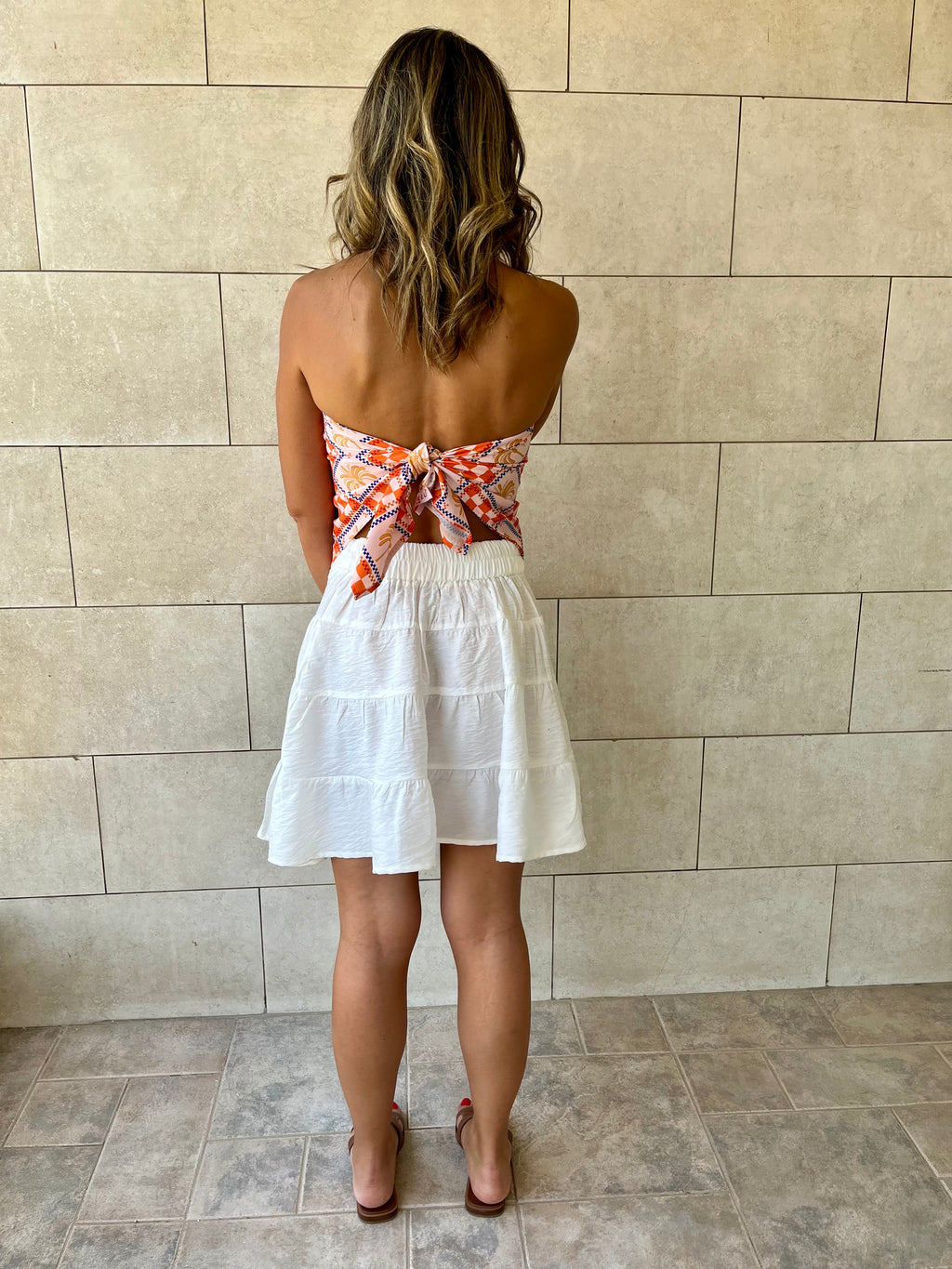 Checkered Palms Printed Bandeau